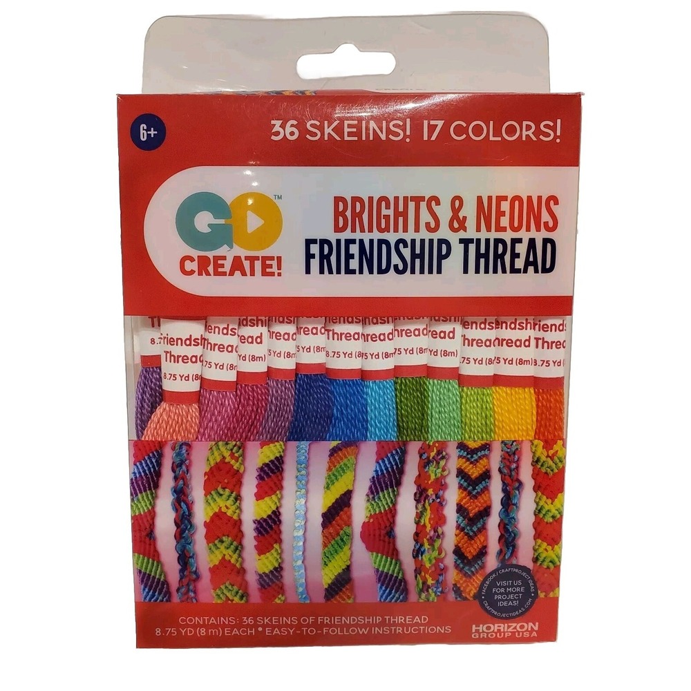 Brights & Neons FRIENDSHIP THREAD 36 Skeins 17 Colors Horizon‎ Group Crafts Fun